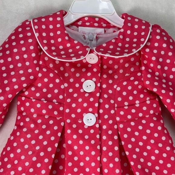 BONNIE BABY‎ Infant Girls Dressy Pink Polka Dot Jacket & Dress Set Formal 12M - Picture 7 of 16